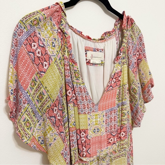 Anthropologie Robin Tiered Boho Patchwork Cottage Mini Dress XL - Picture 6 of 13